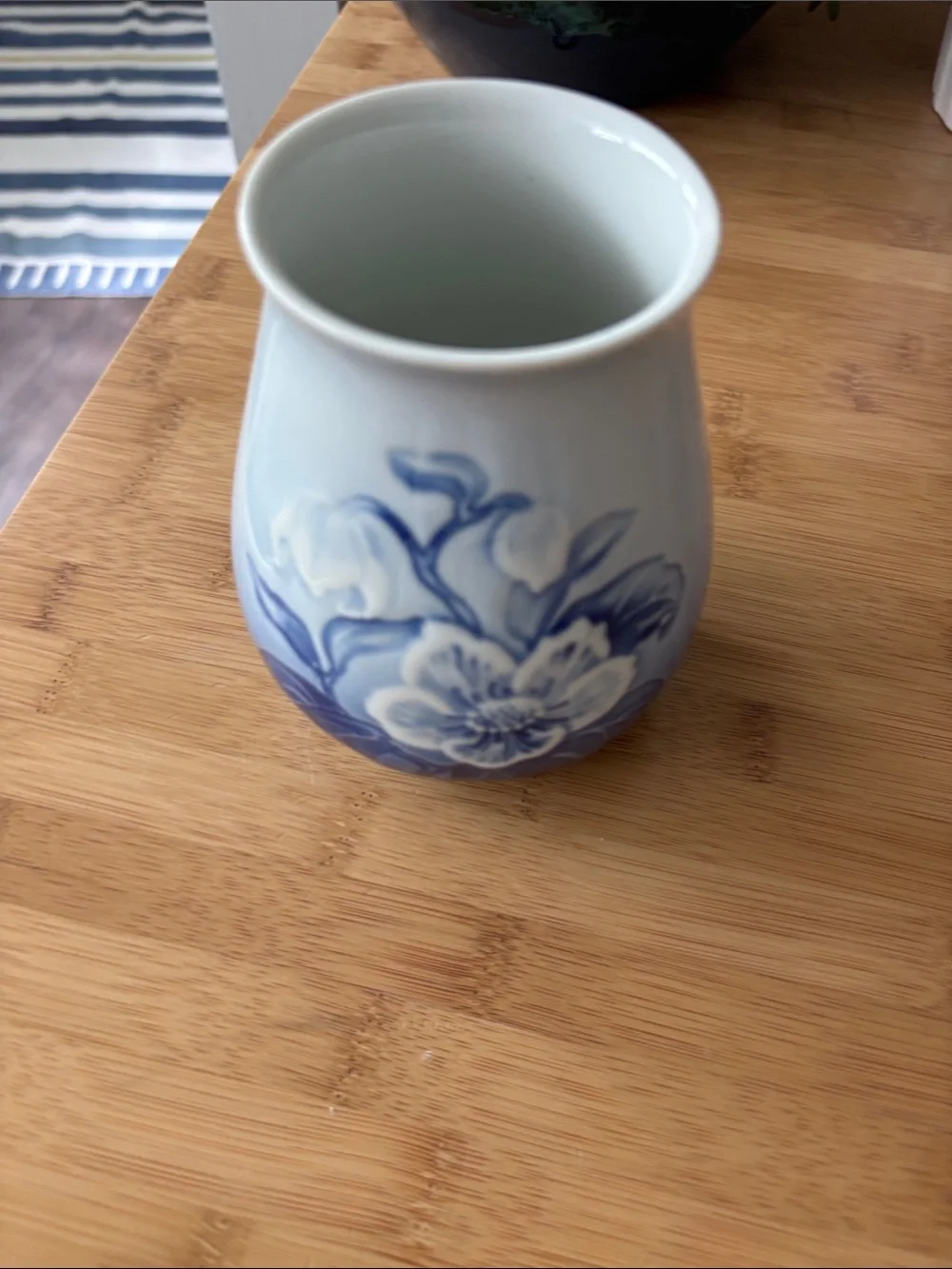 Cobalt Blue Porcelain Bud Vase with Maker’s Mark Made in Denmark 5 in tall